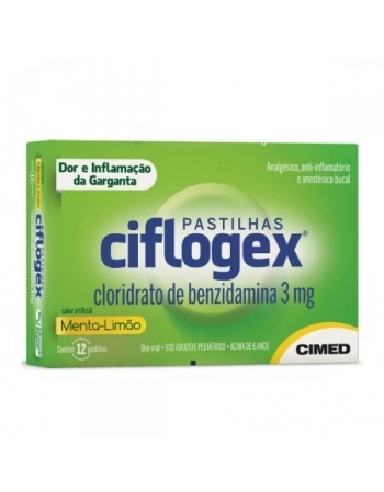 CIFLOGEX PASTILHAS MENTA-LIMAO C/12 BENZIDAMINA (CIMED)