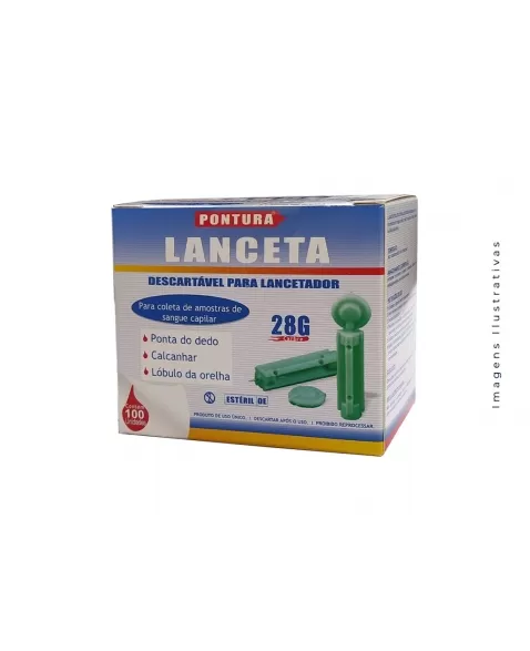 LANCETA DESCARTAVEL P/LANCETADOR 28G C/100 UND (CRAL)