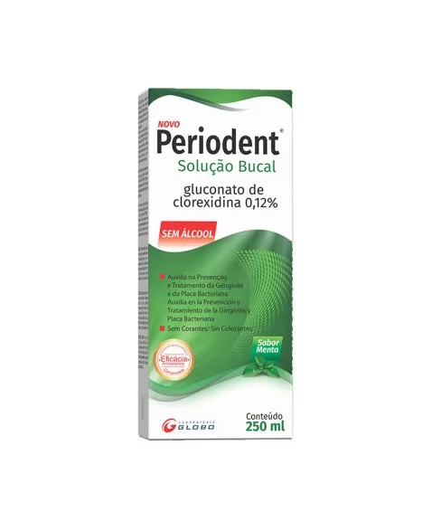 PERIODENT ENXAGUANTE BUCAL 250ML SEM ALCOOL CLOREXIDINA (GLOBO)