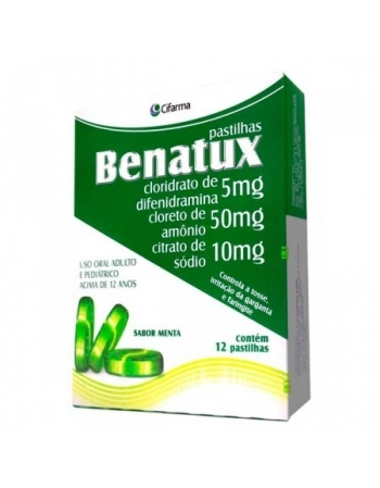 BENATUX PASTILHAS MENTA C/12 DIFENIDRAMINA + AMONIO + SODIO (CIFARMA)