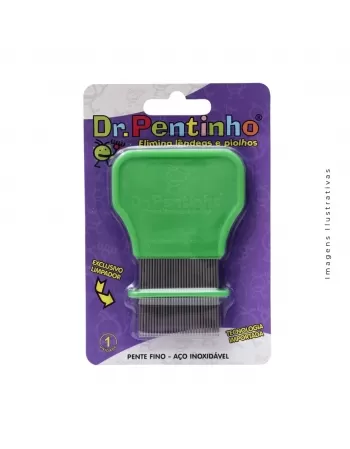 DR.PENTINHO PENTE FINO ACO INOX VERDE (PEROPHARMA)