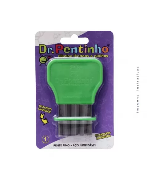 DR.PENTINHO PENTE FINO ACO INOX VERDE (PEROPHARMA)