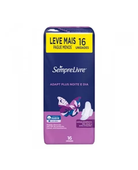 ABSORVENTE J&J SEMPRE LIVRE MAX DIA/NOITE SUAVE C/ABAS C/16 UND (JOHNSON & JOHNSON)