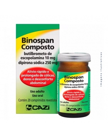 BINOSPAN COMPOSTO C/20CPR BUTILBROMETO DE ESCOPOLAMINA + DIPIRONA (CAZI)