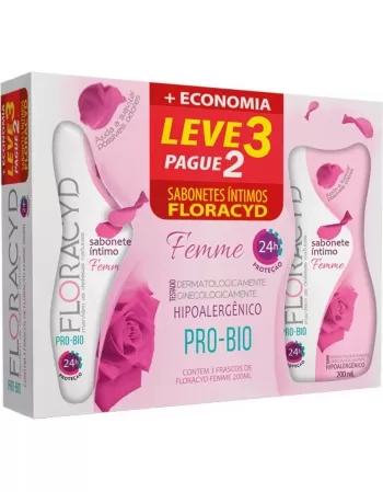 KIT SABONETE LIQUIDO INTIMO FLORACYD FEMME 200ML C/3 UND (HEALTHY DO BRASIL)