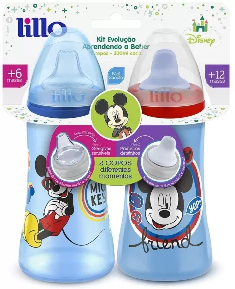 KIT C/2 COPOS DISNEY MICKEY 300ML (306822) (LILLO)