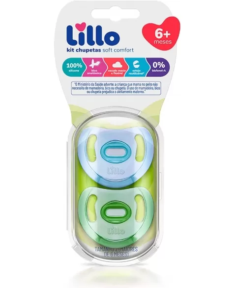 KIT CHUPETA T2 (631121) COMFORT 100% SILICONE AZUL (LILLO)