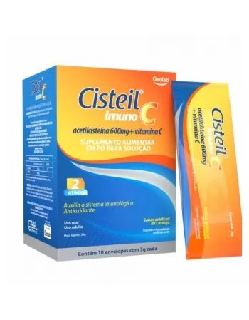 CISTEIL IMUNO C 600MG C/16 ENV.ACETILCISTEINA + VITAMINA C (GEOLAB)