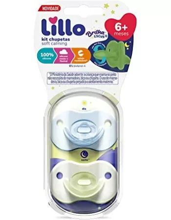 KIT CHUPETA T2 (633021) CALMING SOFT NIGHT 100% SILICONE MENINO (LILLO)