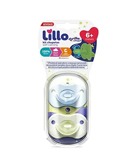 KIT CHUPETA T2 (633021) CALMING SOFT NIGHT 100% SILICONE MENINO (LILLO)