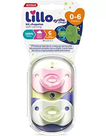 KIT CHUPETA T1 (632931) CALMING SOFT NIGHT 100% SILICONE MENINA (LILLO)