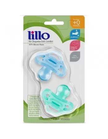 KIT CHUPETA T1 (631021) COMFORT 100% SILICONE AZUL (LILLO)