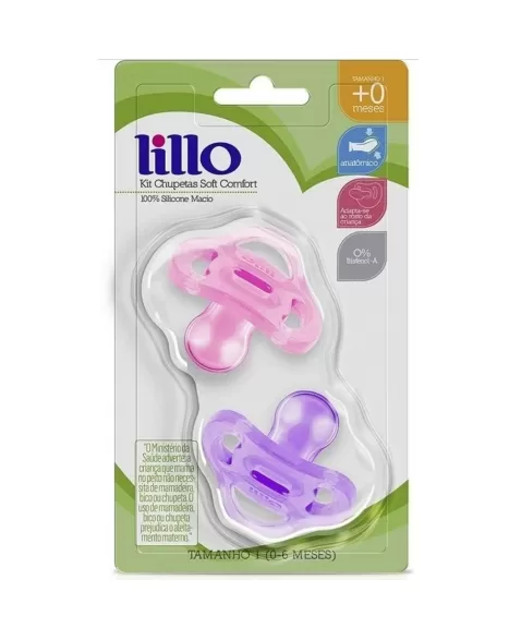 KIT CHUPETA T1 (631031) COMFORT 100% SILICONE ROSA (LILLO)