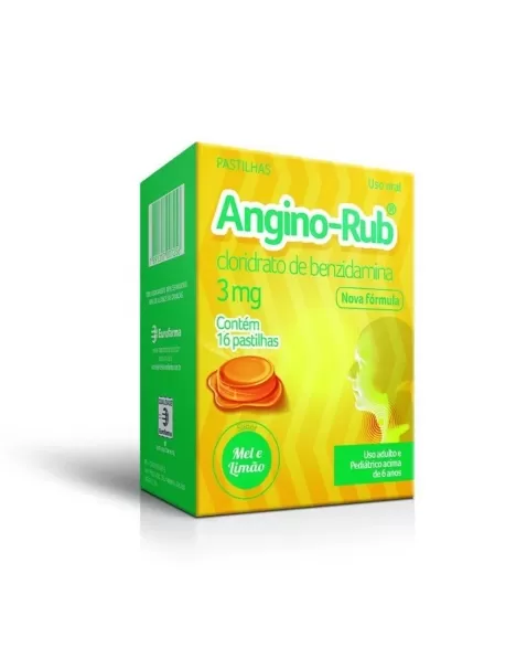 ANGINO-RUB PASTILHAS MEL E LIMAO C/16 BENZIDAMINA (EUROFARMA)