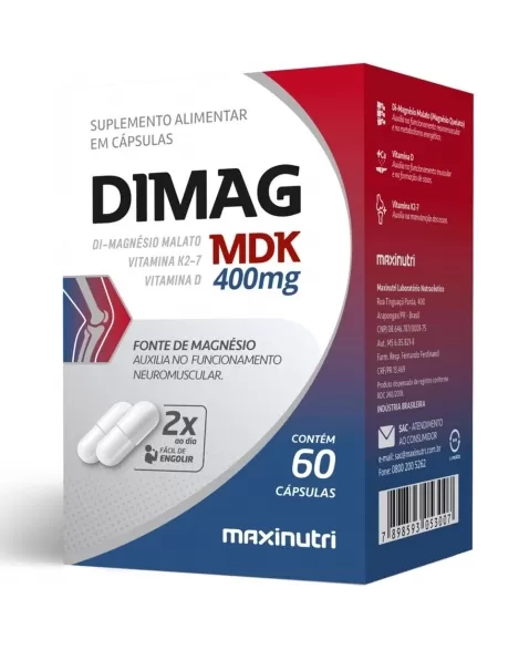 DIMAG MDK 400MG C/60CAPS DIMALATO DE MAGNESIO (MAXINUTRI)