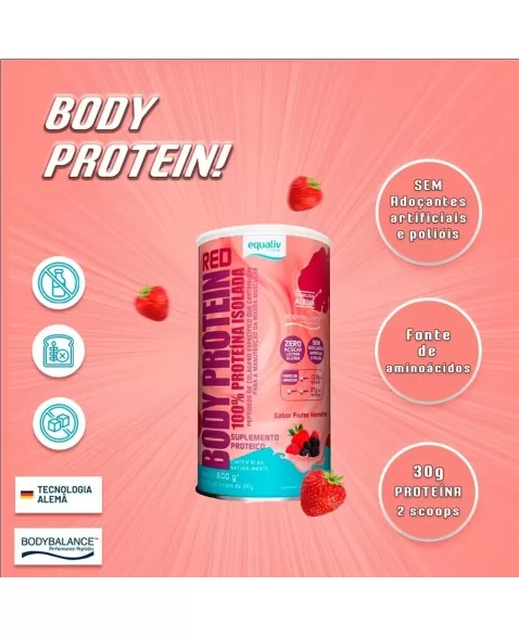 BODY PROTEIN FRUTAS VERMELHAS 600G (EQUALIV)