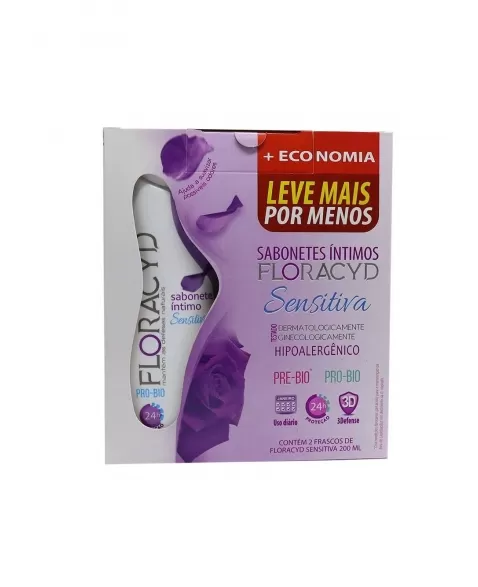 KIT SABONETE LIQUIDO INTIMO FLORACYD SENSITIVA 200ML C/2 UND (HEALTHY DO BRASIL)