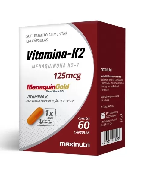 VITAMINA K2 0,125MG C/60CAPS (MAXINUTRI)