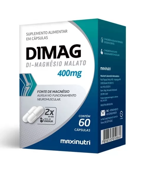 DIMAG 400MG C/60CAPS DIMALATO DE MAGNESIO (MAXINUTRI)