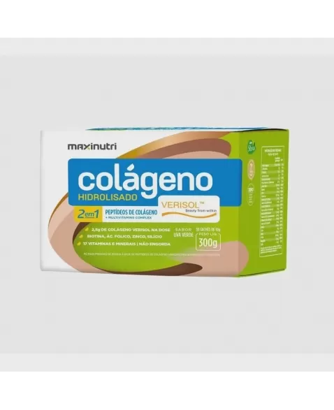 COLAGENO HIDROLISADO VERISOL 2 EM 1 SACHE UVA VERDE C/30 10G (MAXINUTRI)