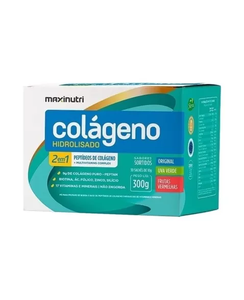 COLAGENO HIDROLISADO 2 EM 1 SACHE SORTIDOS C/30 10G (MAXINUTRI)