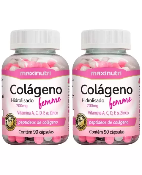 COLAGENO HIDROLISADO FEMME 700MG VITAMINA A,C,D,E C/90CAPS (MAXINUTRI)