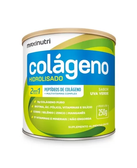 COLAGENO HIDROLISADO 2 EM 1 LATA UVA VERDE 250G (MAXINUTRI)