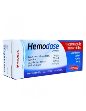 HEMODASE POMADA 25G C/10 APLICADORES P/HEMORROIDAS (VITAMEDIC)