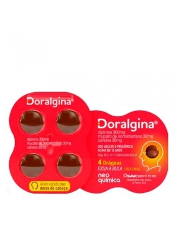 DORALGINA 25 X 4CPR DIPIRONA ISOMETEPTENO CAFEINA (NEO QUIMICA SIMILAR)