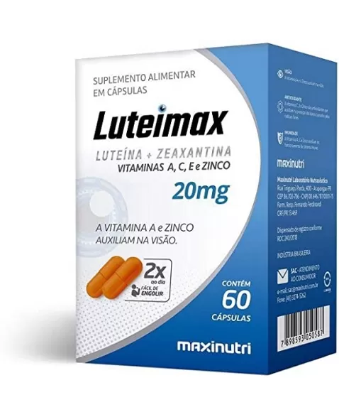 LUTEIMAX 20MG C/60CAPS LUTEINA ZEAXANTINA VITAMINA S (MAXINUTRI)