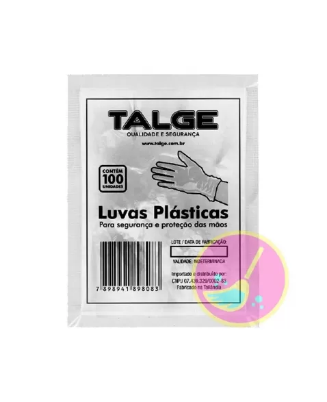 LUVA PLASTICA TRANSPARENTE C/100 UND (TALGE)