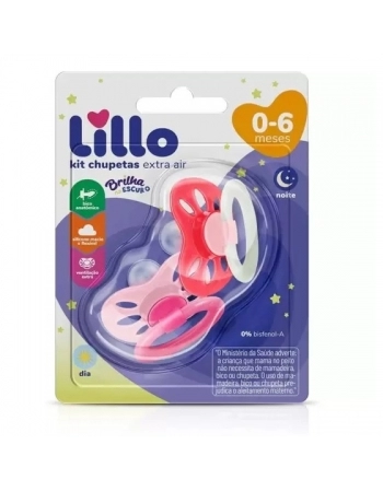 KIT CHUPETA T2 (808131) SILICONE DESENHOS E CLASSICA ROSA C/2 UND (LILLO)