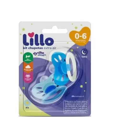 KIT CHUPETA T2 (808121) SILICONE DESENHOS E CLASSICA AZUL C/2 UND (LILLO)