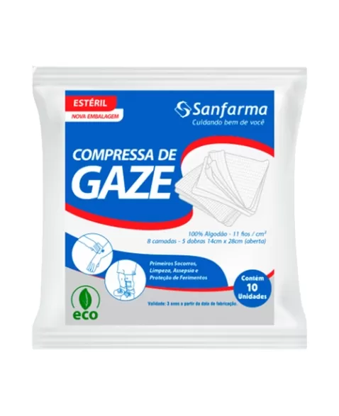 COMPRESSA DE GAZE ESTERIL 11 FIOS C/10 UND (SANFARMA)