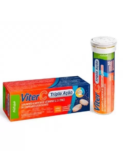 VITER C 1G EFERVESCENTE VITAMINA C + ZINCO + VITAMINA D TRIPLA C/10 (NATULAB)