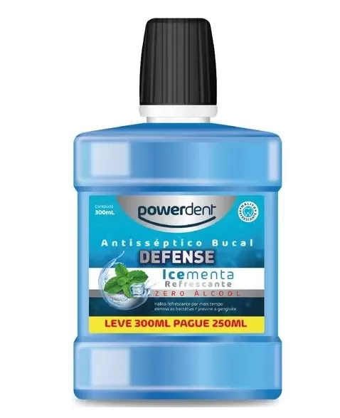 ANTISSEPTICO BUCAL DEFENSE S/ALCOOL MENTA L300P250ML (2428) (POWERDENT)