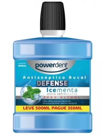 ANTISSEPTICO BUCAL DEFENSE S/ALCOOL MENTA L500P350ML (2437) (POWERDENT)