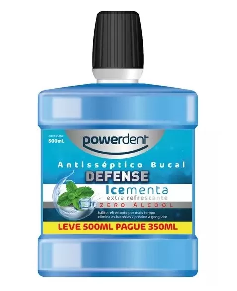 ANTISSEPTICO BUCAL DEFENSE S/ALCOOL MENTA L500P350ML (2437) (POWERDENT)