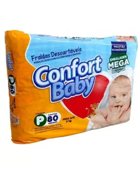 FRALDA CONFORT BABY MEGA P C/80 UND (MEGAFRAL)