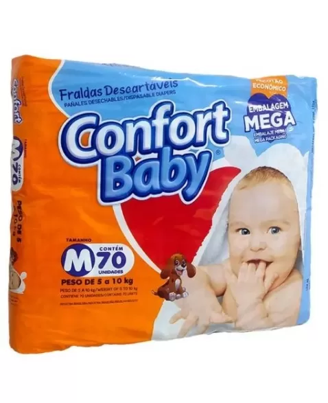FRALDA CONFORT BABY MEGA M C/70 UND (MEGAFRAL)