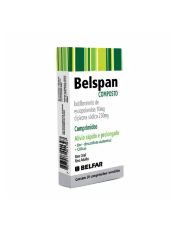 BELSPAN COMPOSTO C/20CPR BUTILBROMETO DE ESCOPOLAMINA + DIPIRONA (BELFAR)