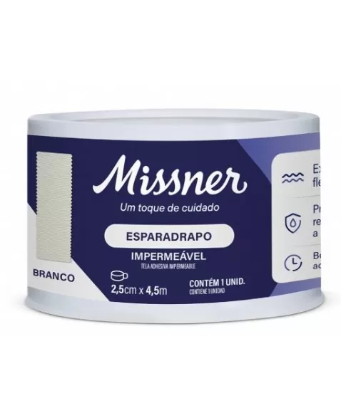 ESPARADRAPO IMPERMEAVEL BRANCO 2,5CM X 4,5M (MISSNER)