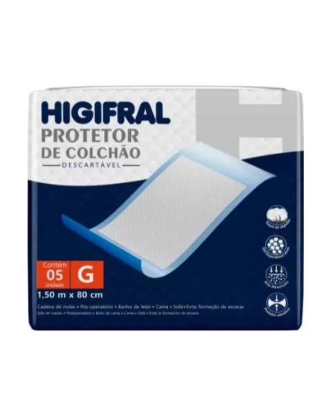 PROTETOR DE COLCHAO DESCARTAVEL HIGIFRAL G C/5 UND (EUROFRAL)