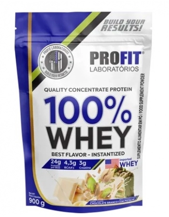 100 WHEY CONCENTRATE CHOCOLATE BRANCO C/PISTACHE REFIL 900G